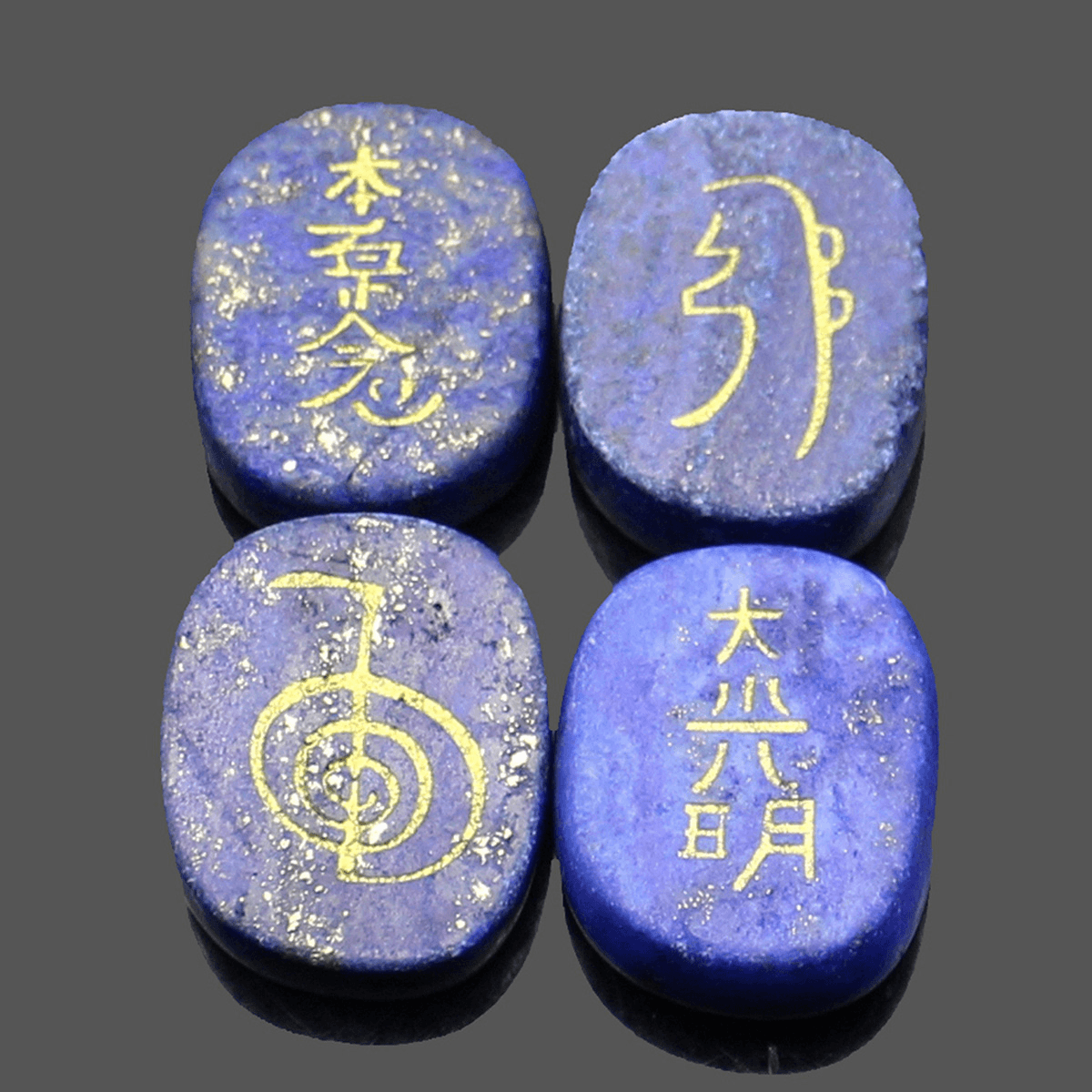 4PCS Engraved Usui Reiki Symbol Healing Energy Sanskrit Palm Crystal Stone Set Stone Decorations MRSLM