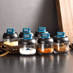 280ML 2-In-1 Glass Spice Jars Large Capacity Kitchen Seasoning Organizer Airtight Leakproof Herbs Bottle with Label Paper MRSLM