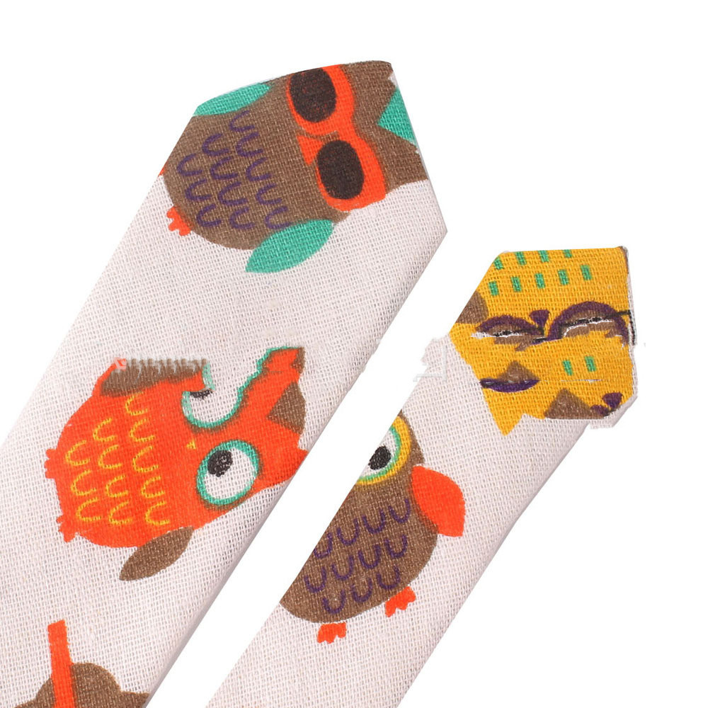 Cartoon Men and Women Tie Cotton, Linen Animal and Plant Print Tie Narrow Version 6Cm dylinoshop