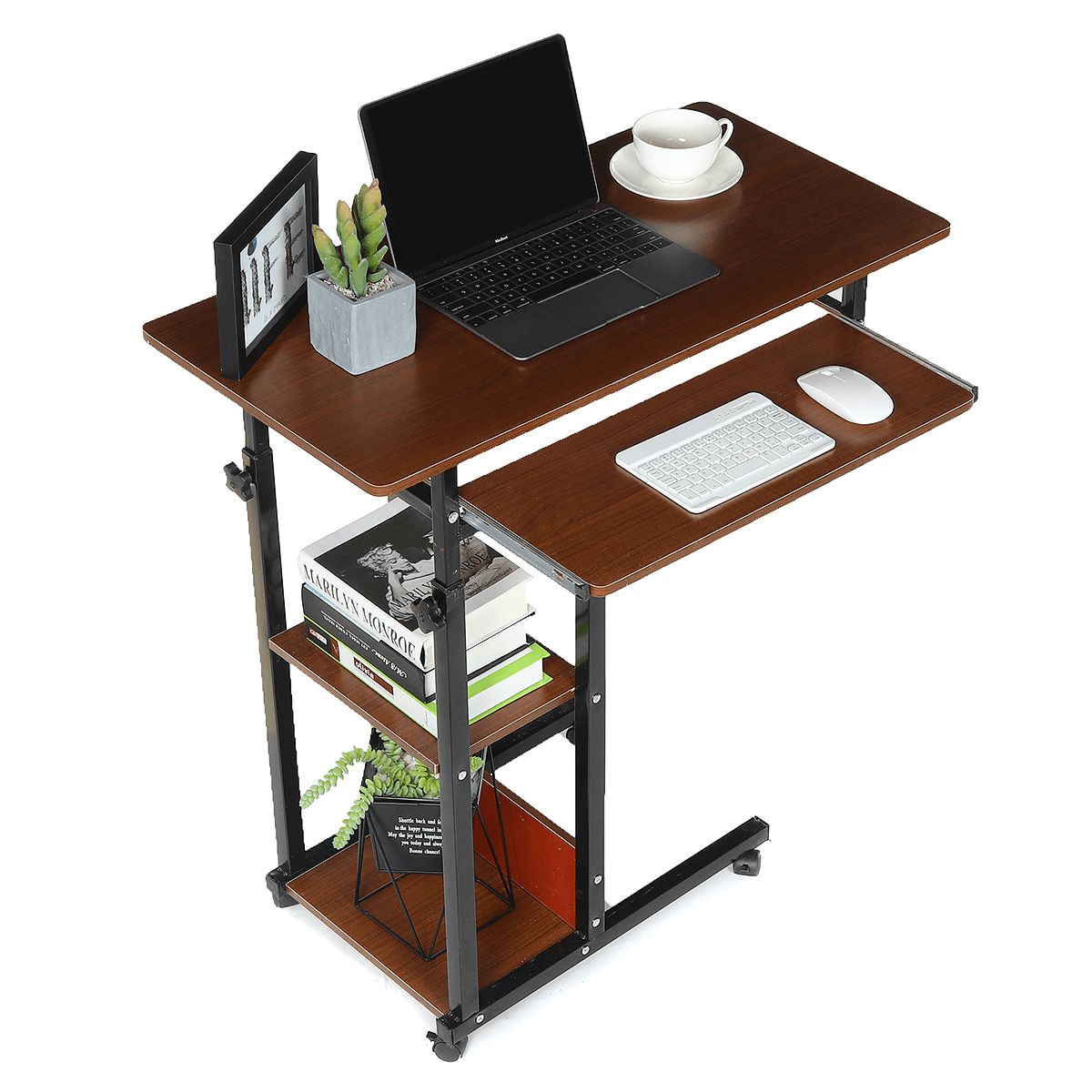 Office Laptop Desk Rolling Adjustable Portable Table Cart Computer Mobile Stand for Home Office MRSLM