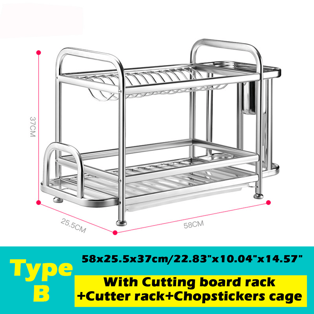 Double Layer Stainless Steel Kitchen Storage Rack Storages Household Arrangement for Kitchen Dishes MRSLM