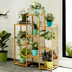 Multi-Layer Plant Shelve Floor-Standing Potted Plant Rack Thicken Batten Breathable Material for Garden Sets MRSLM