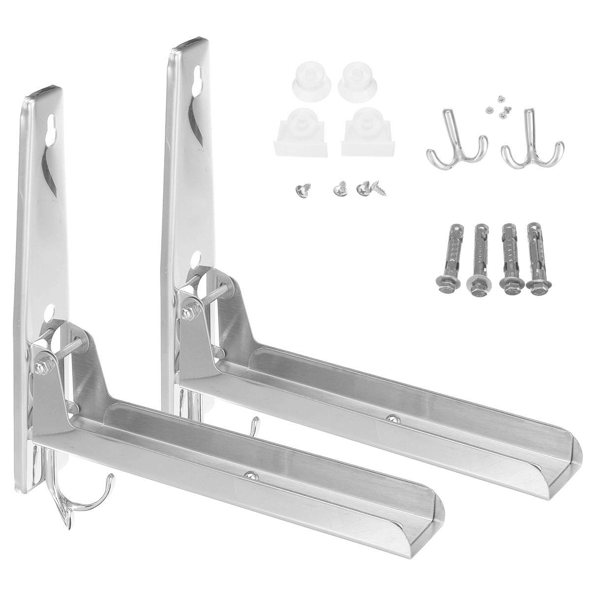 2Pcs Stainless Steel Microwave Oven Shelf Rack Bracket Wall Mount Foldable Stretch MRSLM