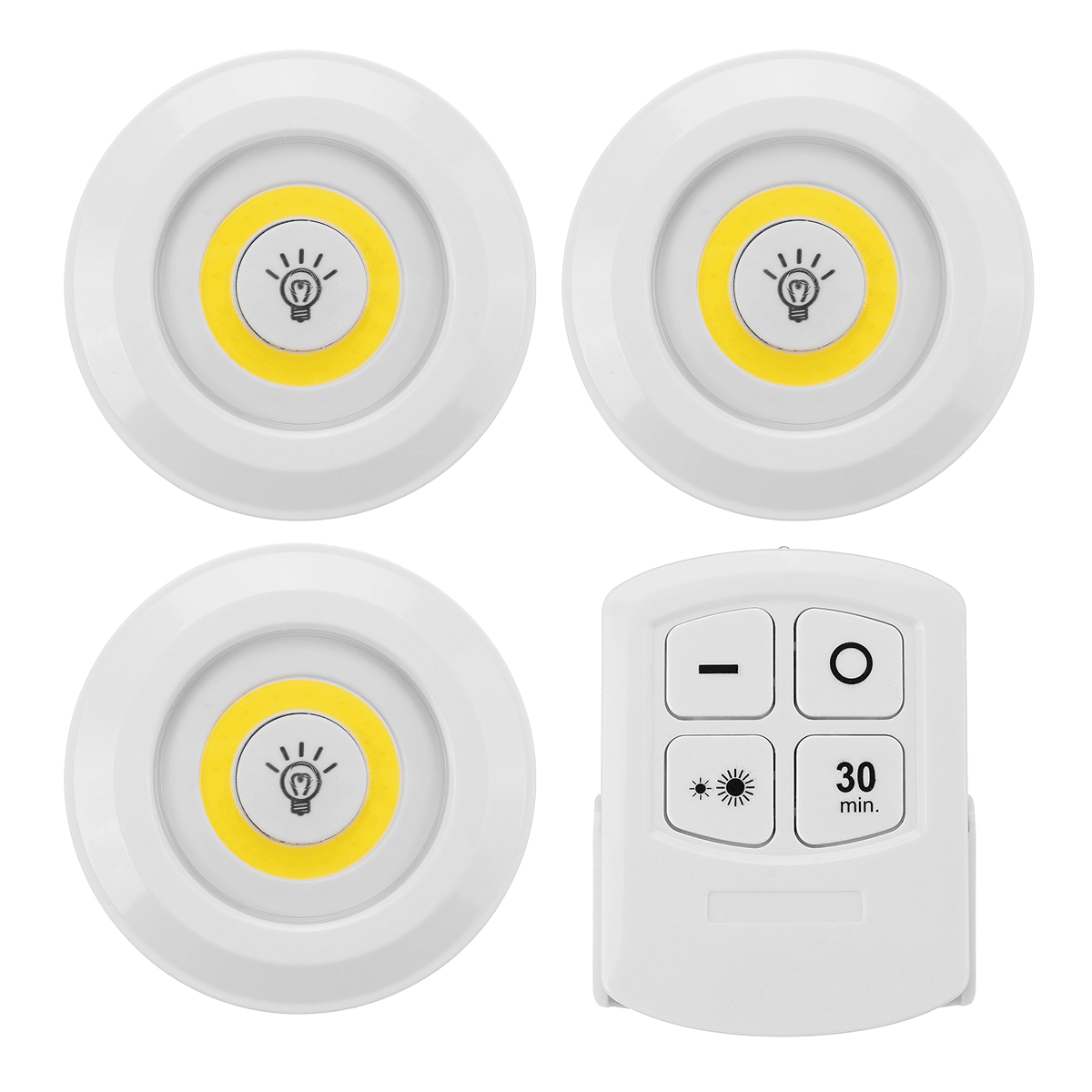 1/3PCS under Cabinet Lights Closet Kitchen Counter COB Puck Light+Remote Control dylinoshop