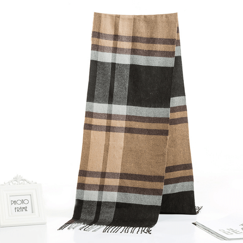 All-Match Simple Men'S Plaid Warm Scarf dylinoshop