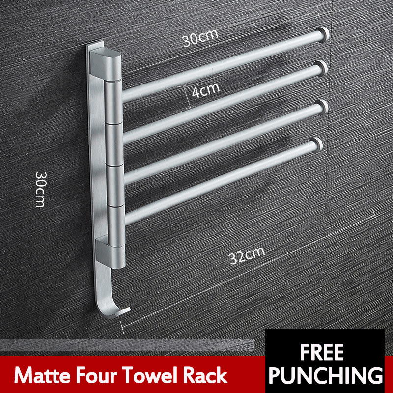 Aluminum Wall Mount Towel Rail Rack Rotatable Holders 2/3/4/5 Storage Hanger MRSLM