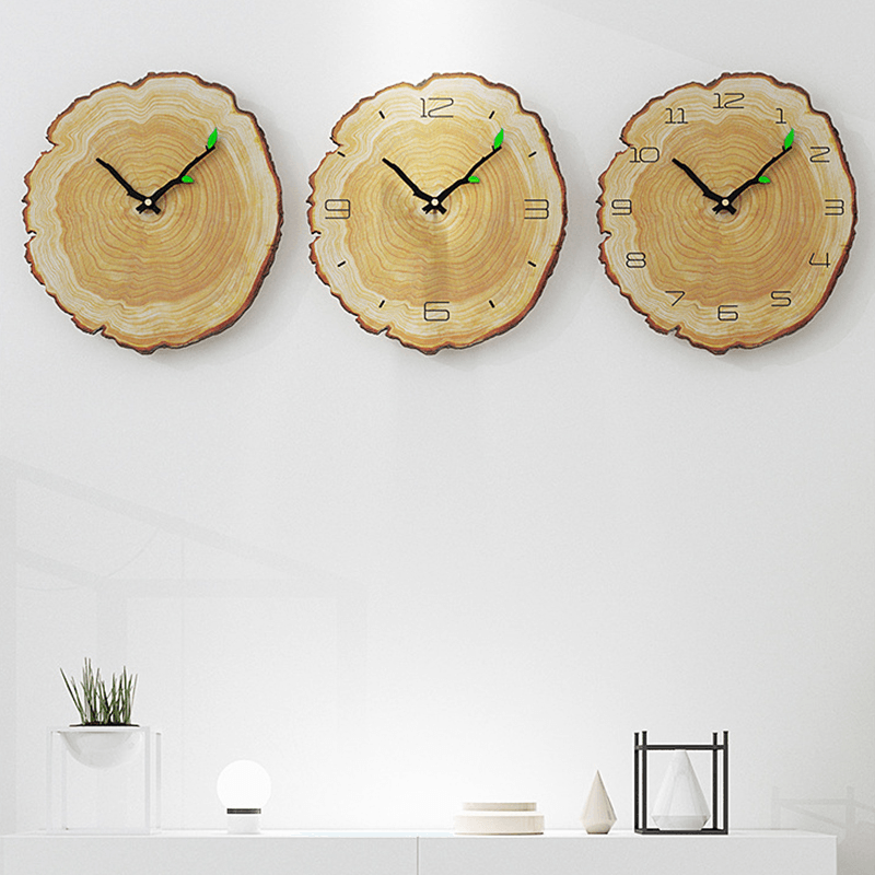 MW002 Creative Wooden Pattern Wall Clock Mute Wall Clock Quartz Wall Clock for Home Office Decorations MRSLM