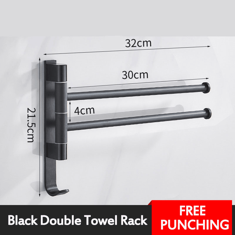 Aluminum Wall Mount Towel Rail Rack Rotatable Holders 2/3/4/5 Storage Hanger MRSLM