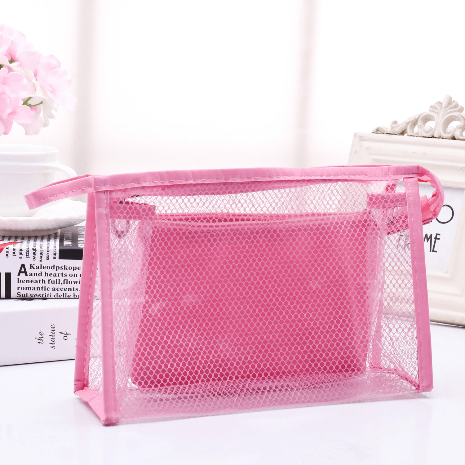 Honana BX-112 Waterproof PVC Cosmetic Bags Two-Piece Suit Net Travel Makeup Transparent Bag MRSLM