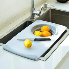 Kitchen Telescopic Multifunctional Thick Plastic Chopping Board Drain Storage Basket MRSLM