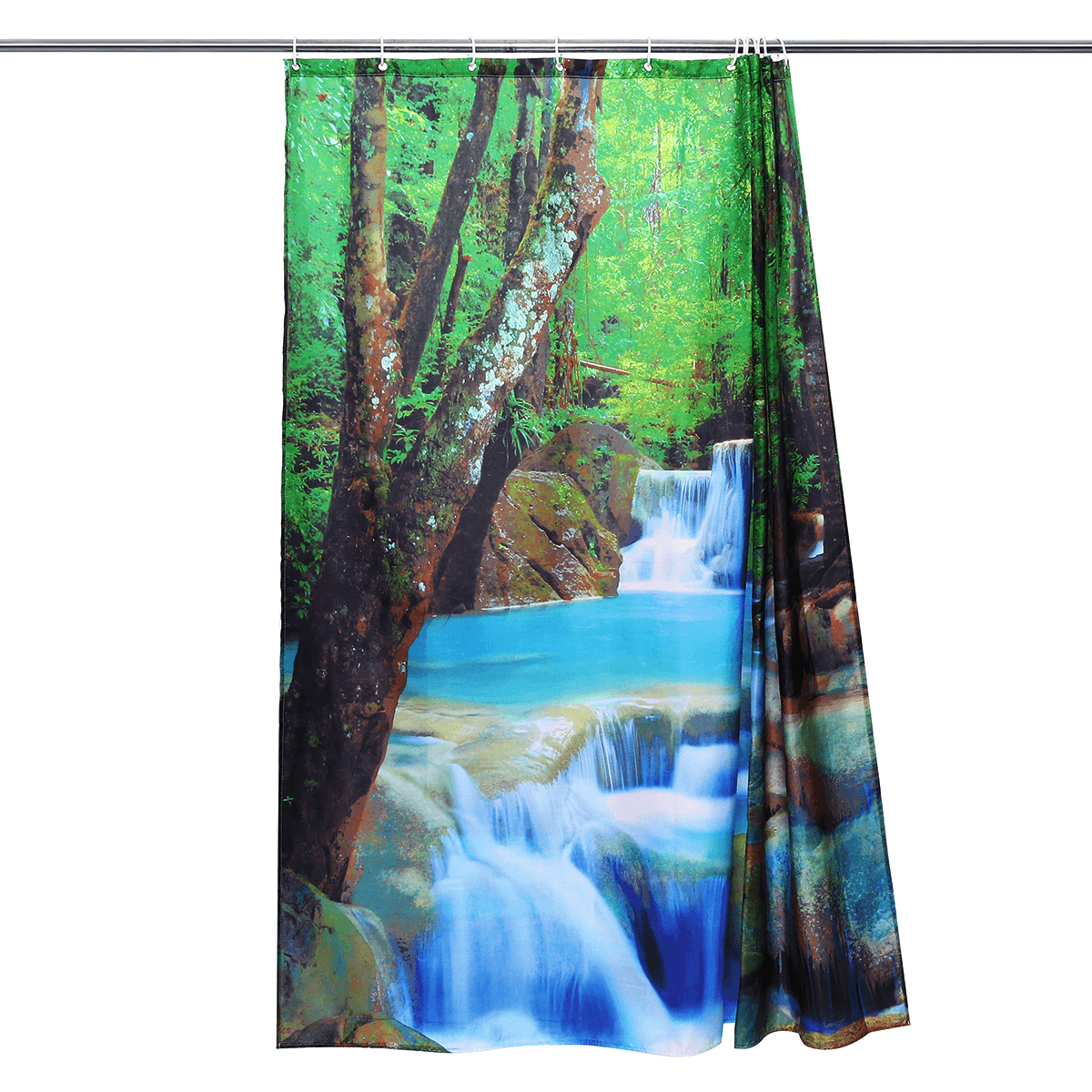 3D Waterfall Nature Scenery Bath Shower Curtain Water Resistant Bathroom Shield MRSLM