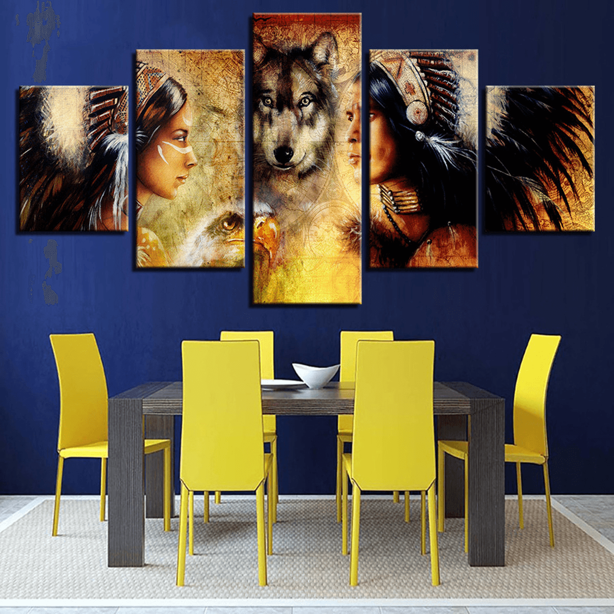 5Pcs Set Wolf Modern Canvas Print Paintings Wall Art Pictures Home Decor Unframed MRSLM