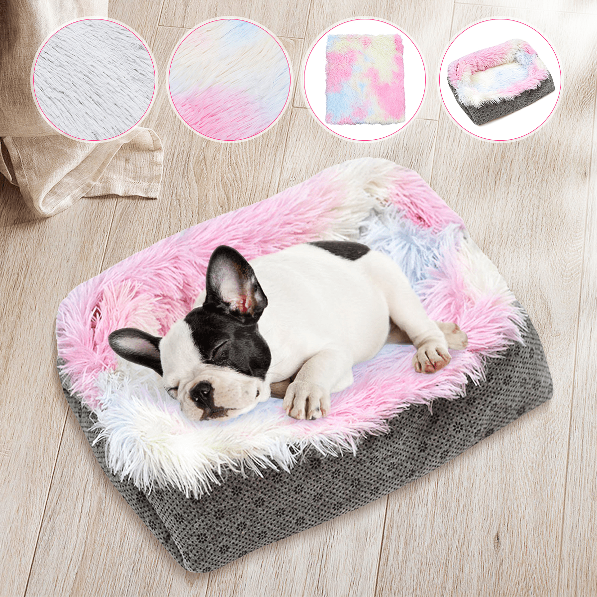 Dog Cat Long Plush Puppy Cushion Mat Soft Pet Bed Winter Warm Sleeping Bed for Dogs Kennel Portable Cat Supplies MRSLM