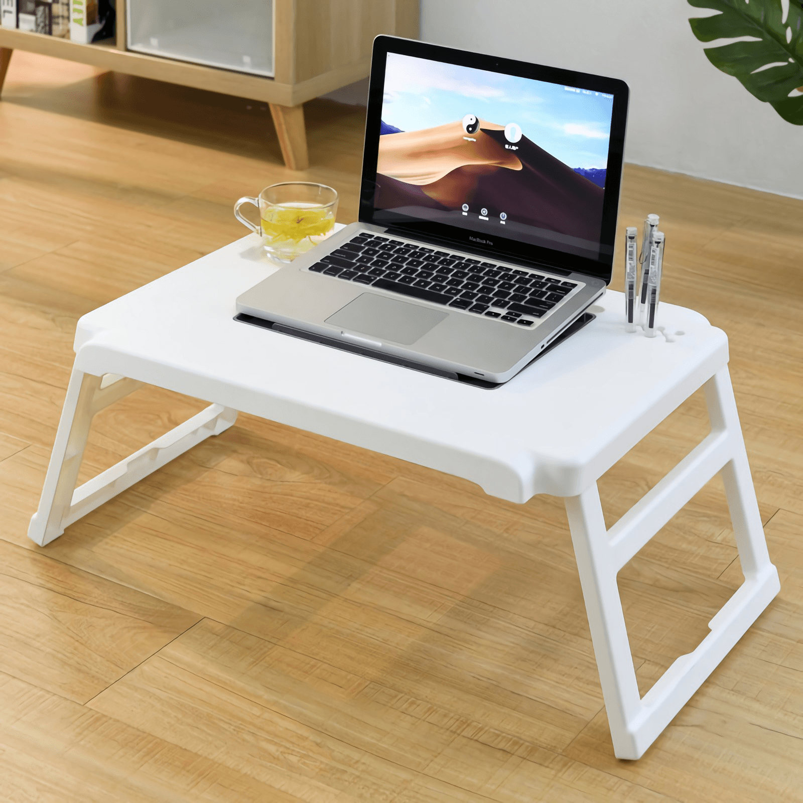 Folding Notebook Computer Desk Stand Portable Plastic Learning Desk Multifunctional Storage Desk for Laptop Notebook Bedroom Desk MRSLM