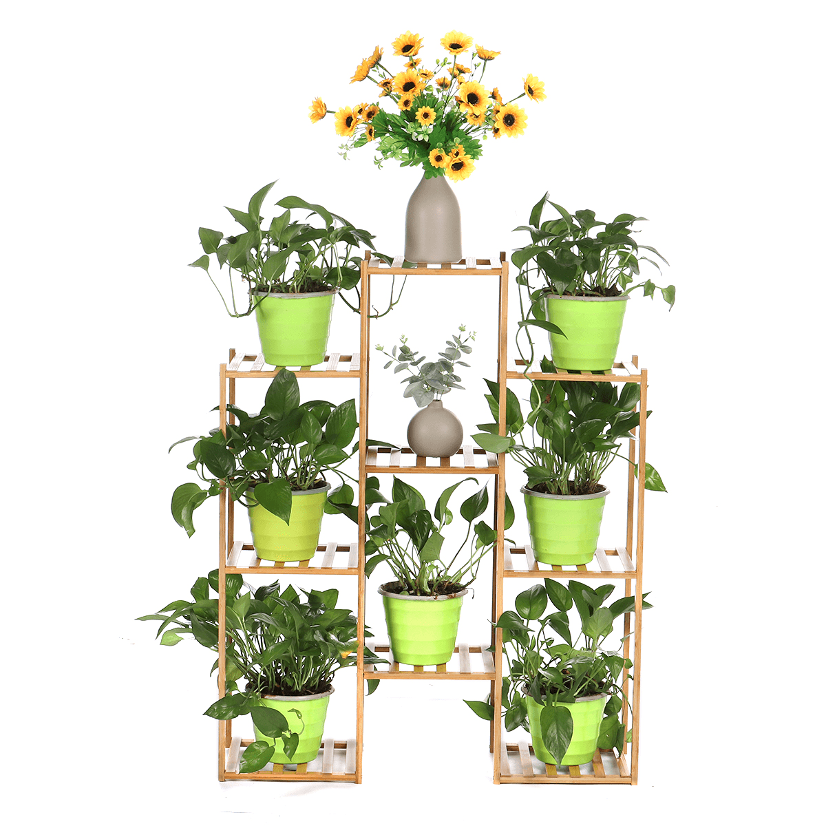 Multi-Layer Plant Shelve Floor-Standing Potted Plant Rack Thicken Batten Breathable Material for Garden Sets MRSLM