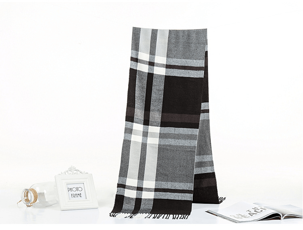 All-Match Simple Men'S Plaid Warm Scarf dylinoshop