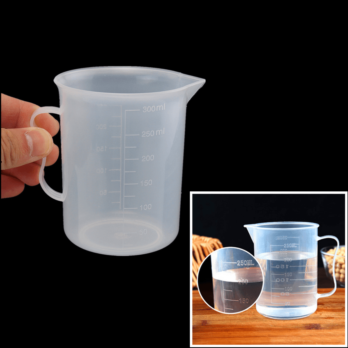 250Ml Plastic Measuring Cup Clear Double Graduated Cylindrical Measuring Jug MRSLM