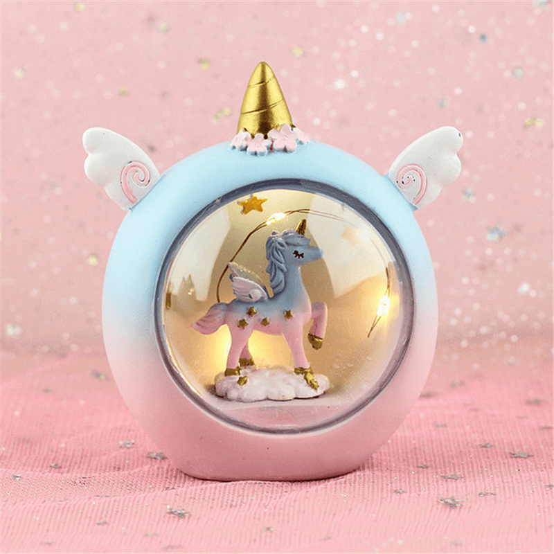 Resin Cartoon Horse Night Light Baby Study Bedroom Lamp Bedside Table Decor Gift MRSLM