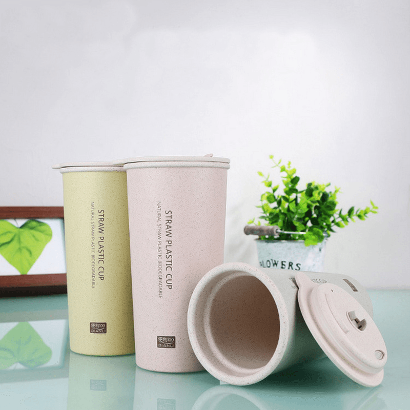 KC-WHE03 300Ml/400Ml Wheat Fiber Double Layer Insulation Mug Student Cup Creative Water Bottle MRSLM