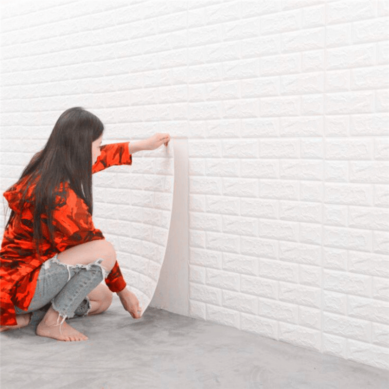 20Pcs/Set 3D Brick Wall Sticker Self-Adhesive Panel Decal Waterproof PE Foam Wallpaper for TV Walls Sofa Background Wall Decor MRSLM