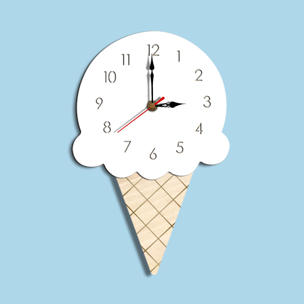 Home Cartoon Creative Wall Clock Living Room Acrylic Ice Cream Children'S Clock MRSLM