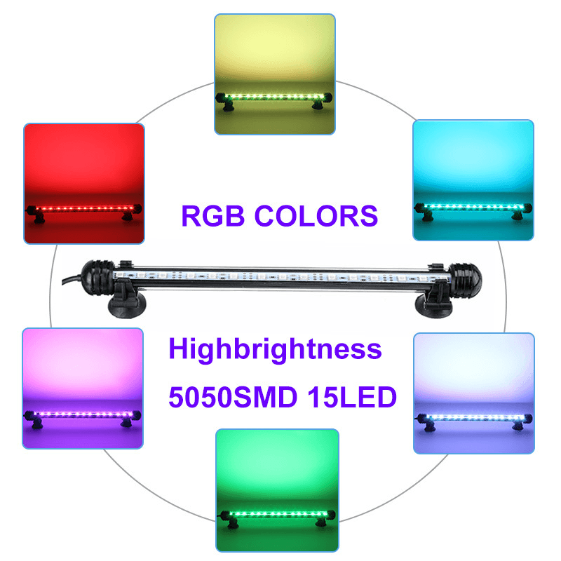 28Cm RGB APP LED Aquarium Fish Tank Light Submersible Waterproof Bar Strip Lamp MRSLM