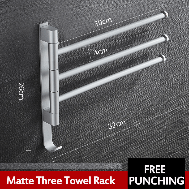 Aluminum Wall Mount Towel Rail Rack Rotatable Holders 2/3/4/5 Storage Hanger MRSLM