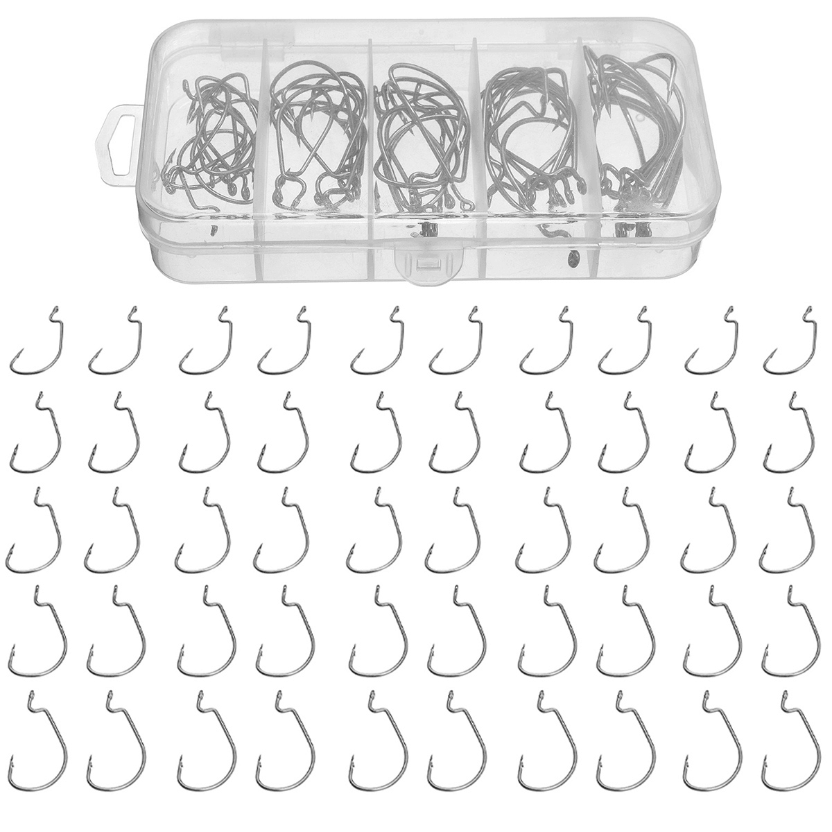 50PCS Three-Color Fishing Hooks Light Portable Fishing Hooks with Storage Box MRSLM