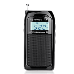 Retekess PR12 AM FM Radio Digital Tuning Radio Receiver MP3 Music Player with Rechargeable Battery MRSLM