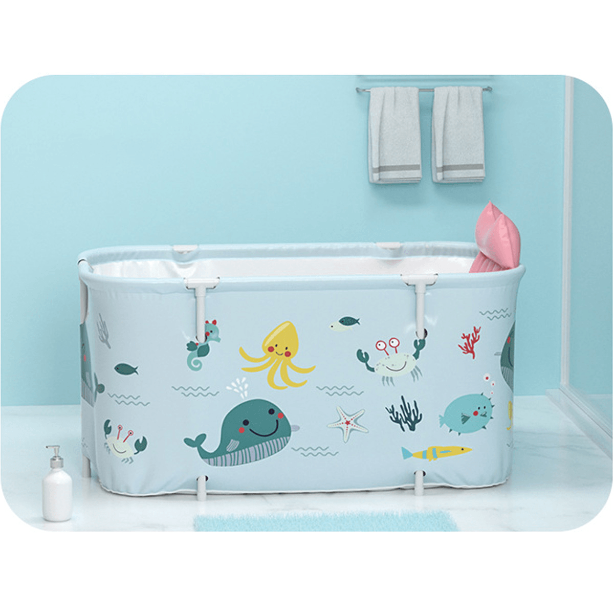 1.4M Folding Bathtub with Inflatable Back Friendly PVC Bath Bucket dylinoshop