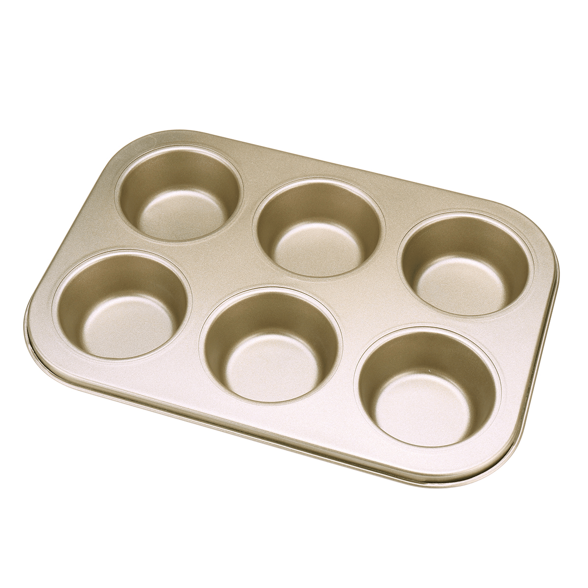 6Pc Muffin Pan Baking Cooking Tray Mould round Bake Cup Cake Gold/Black MRSLM