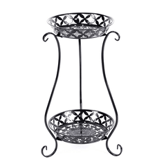 2 Tiers Metal Pot Flower Shelf Plant Stand Rack Display Indoor Outdoor dylinoshop