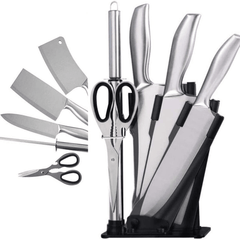 6Pcs Acrylic Stainless Steel Kitchen Knife Cleaver Sharpener Scissor Kitchen Tools Stand Set MRSLM