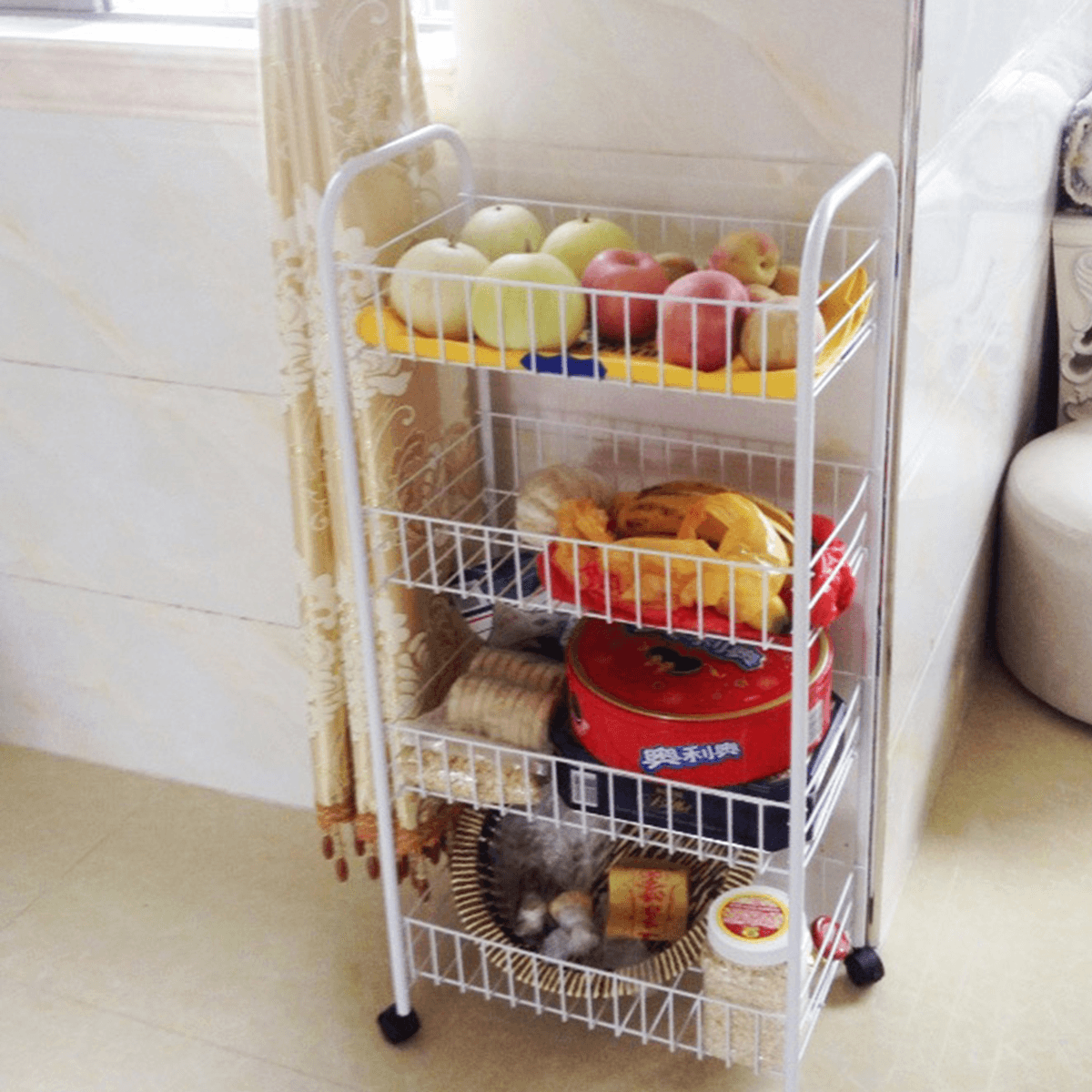 3/4 Layers Multi-Function Shelf Portable Cart Wheels for Household Kitchen Items Storage MRSLM