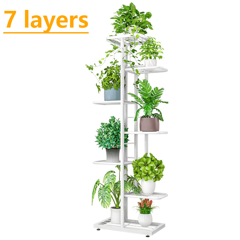 7/8 Black/White Layers Retro Iron Plant Stand Pot Plant Display Shelves Garden Home Decoration MRSLM