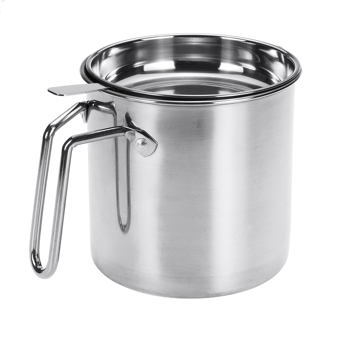 1.3L / 1.8L Stainless Steel Oil Filter Dripping Container Grease Strainer Pot Oil Strainer Kitchen Restaurant Oil Dispenser dylinoshop