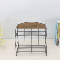 Brown / White 2-Layers Metal Iron Storage Rack Decorative Storage Shelf MRSLM