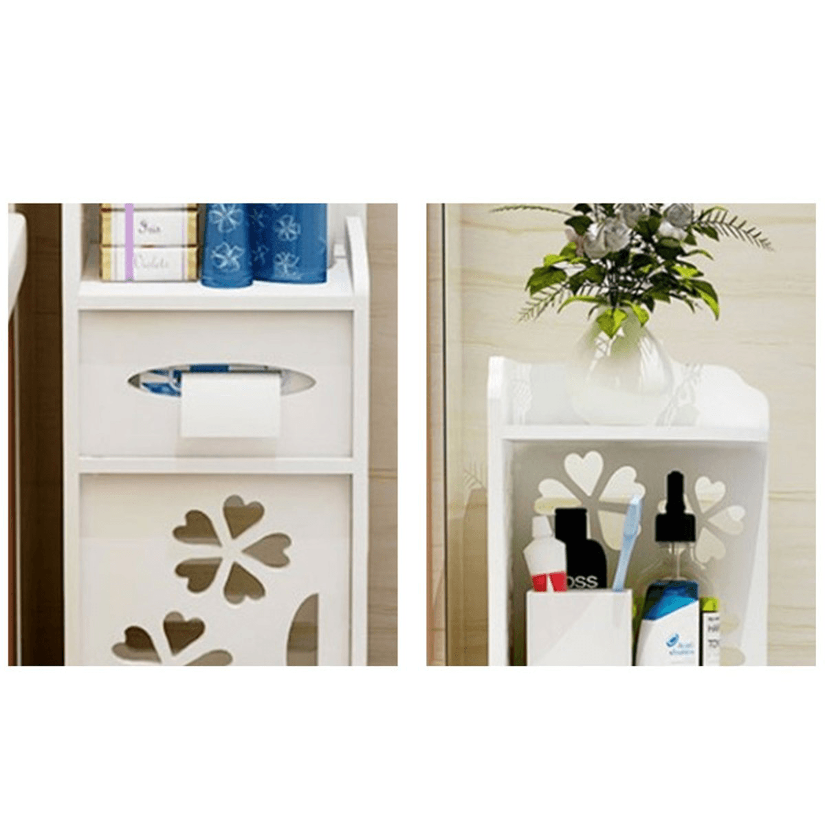 Bathroom Storage Cabinet Floor Standing Washbasin Shower Corner Shelf Waterproof MRSLM