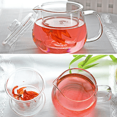 500ML Heat-Resistant Glass Filter Three-Piece Vertical Flower Teapot MRSLM