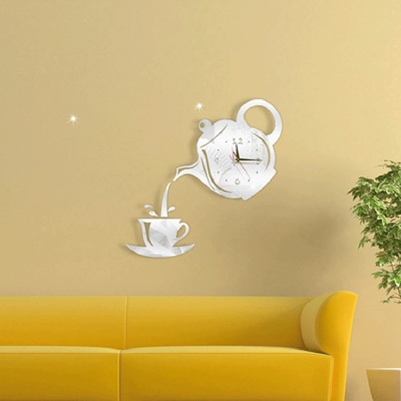 Emoyo ECY018 DIY Creative Teapot Head Wall Clock Animal Wall Clock for Home Office Decorations MRSLM