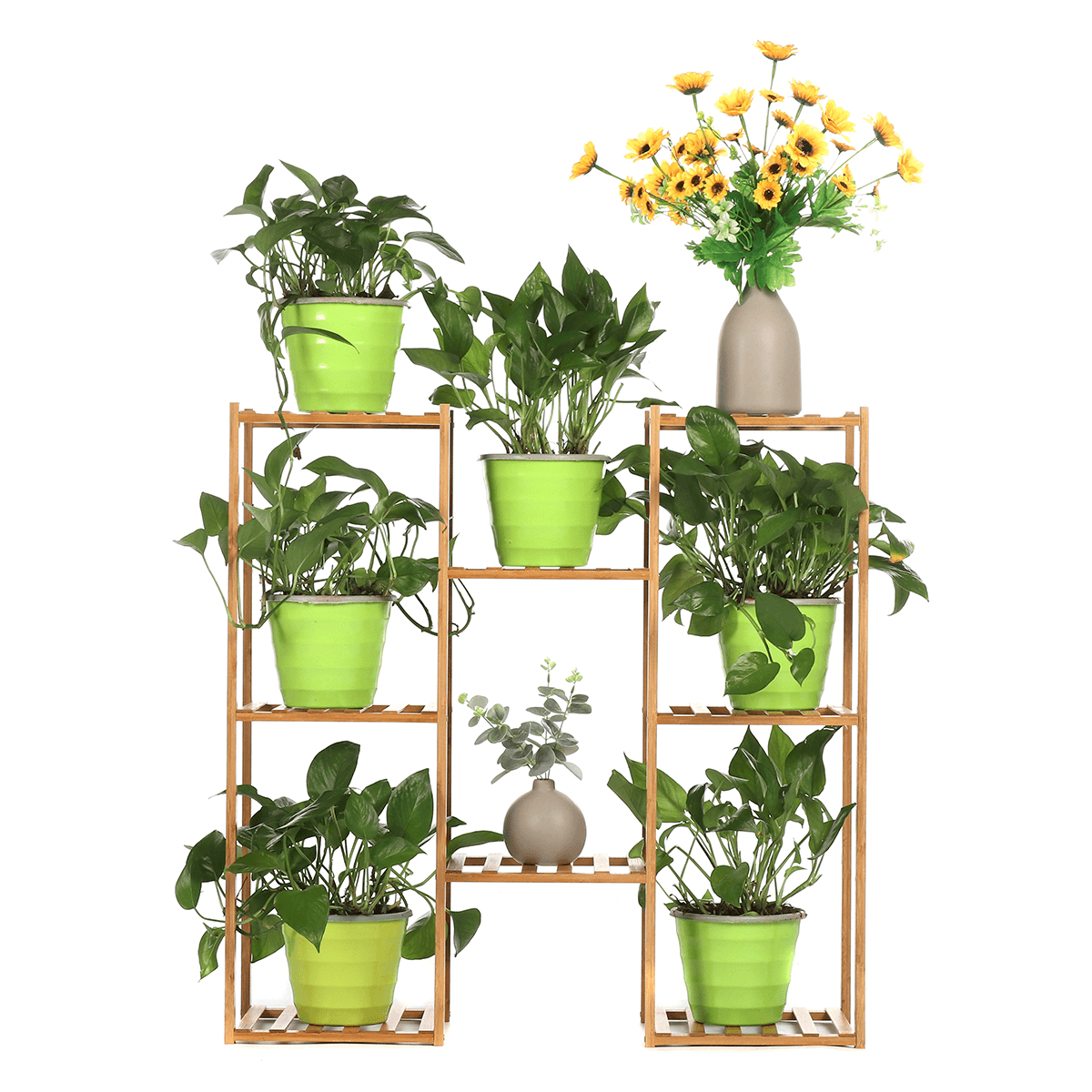 Multi-Layer Plant Shelve Floor-Standing Potted Plant Rack Thicken Batten Breathable Material for Garden Sets MRSLM