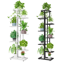 7/8 Black/White Layers Retro Iron Plant Stand Pot Plant Display Shelves Garden Home Decoration MRSLM