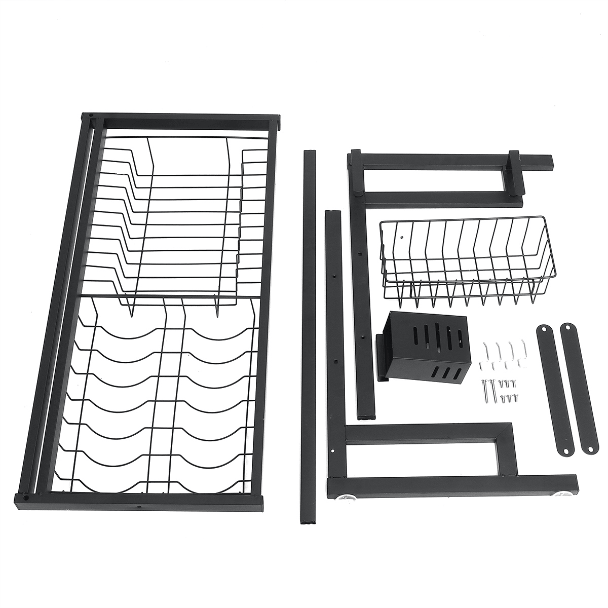 2 Tier Dish Drainer over Double Sink Drying Rack Draining Tray Fruit Plate Bowl Kitchen Storage Rack dylinoshop