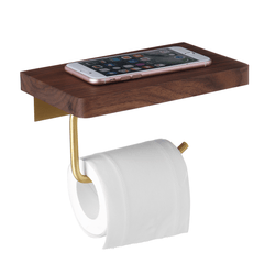 Bathroom Paper Holder Wooden with Metal Paper Shelf Toilet Phone Holder MRSLM