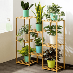 Multi-Layer Plant Shelve Floor-Standing Potted Plant Rack Thicken Batten Breathable Material for Garden Sets MRSLM