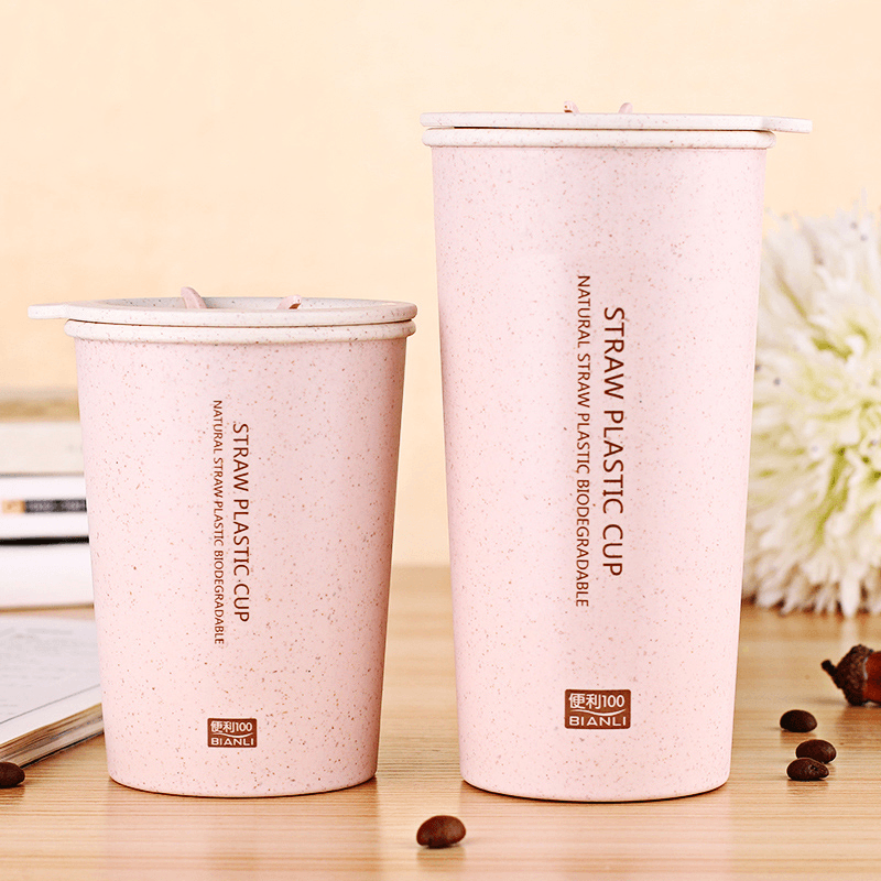 KC-WHE03 300Ml/400Ml Wheat Fiber Double Layer Insulation Mug Student Cup Creative Water Bottle MRSLM