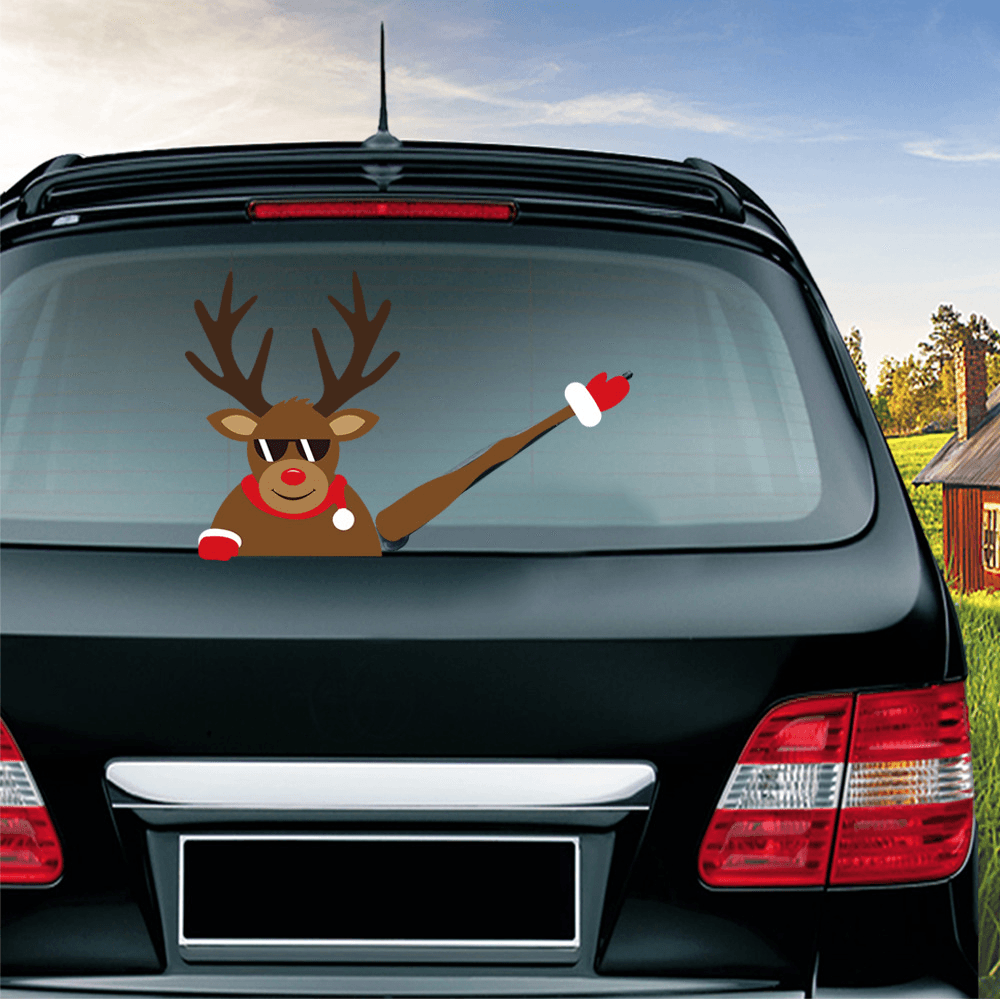 Christmas Car Rear Window Wiper Scraper Sticker Detachable Creative PVC Car Decor Sticker UV Protected MRSLM