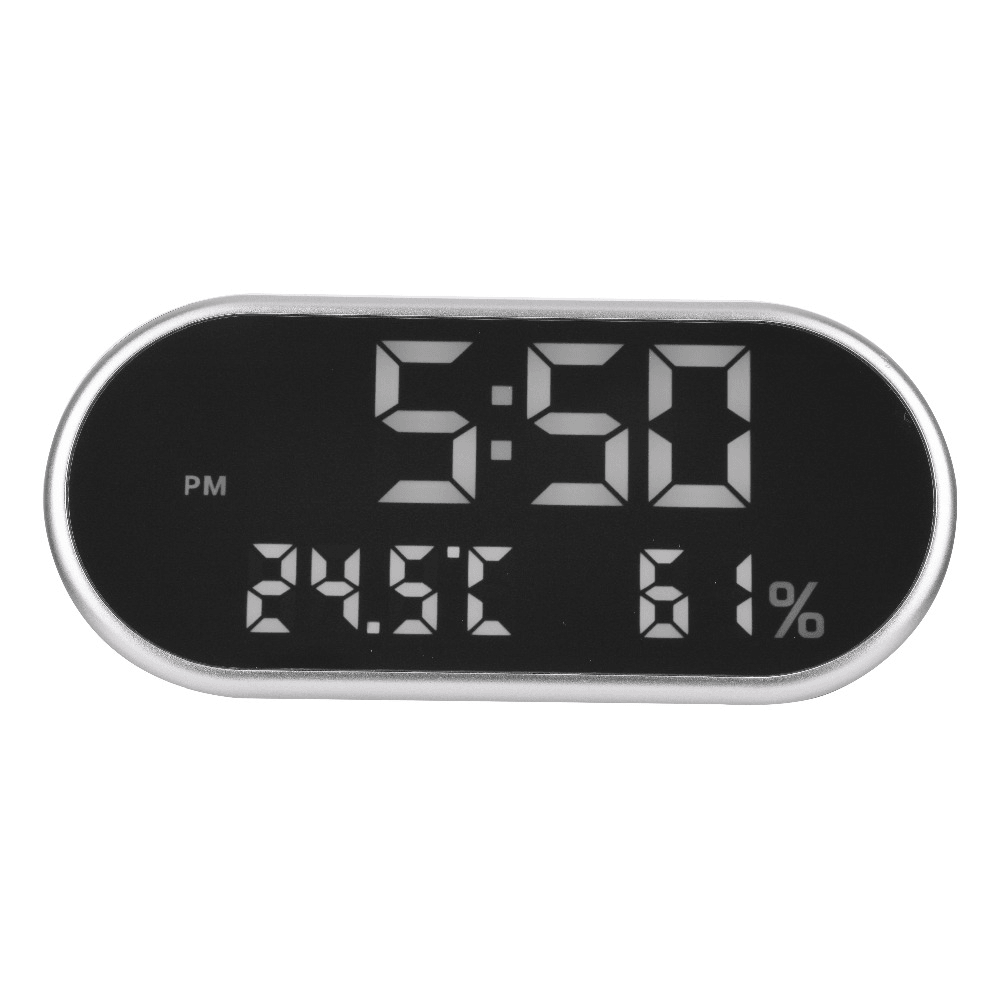 Digital USB Alarm Clock Portable Mirror HD LED Display with Time Humidity Temperature Display Function USB Port Charging Electronic Hygrometer Clock Phone Charging Mute Clock for Home Decoration MRSLM