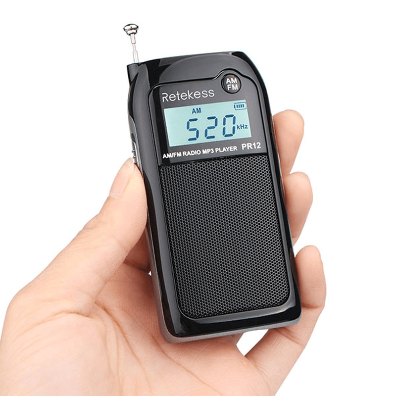 Retekess PR12 AM FM Radio Digital Tuning Radio Receiver MP3 Music Player with Rechargeable Battery MRSLM