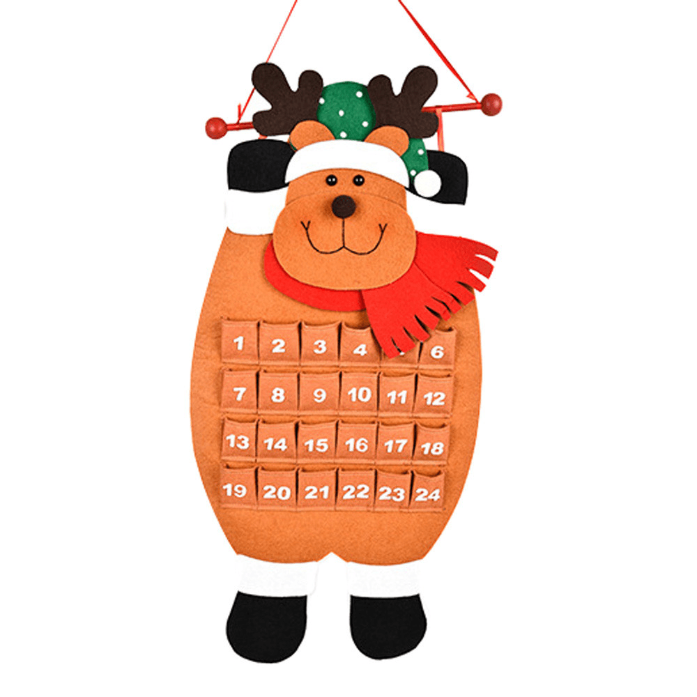 Christmas Countdown Calendar Snowman Deer Hanging Advent Calendar Decorations Home Decor MRSLM